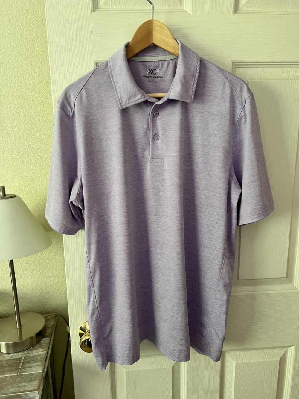 Johnston & Murphy XC4 Polo Shirt Men's Large Lavender Performance Golf Casual